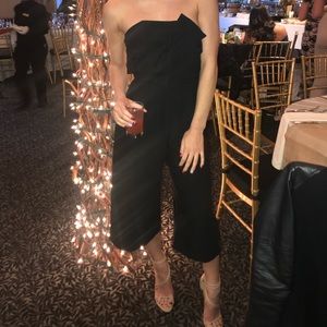 Black bow front jump suit